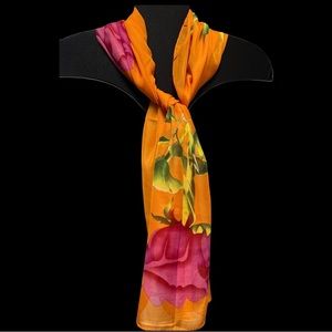 Women's Zhen Qing Shawl Orange Fushia Rose Pattern